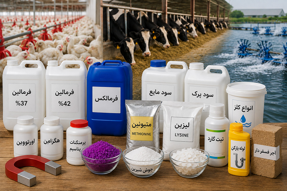 مهم‌ترین مواد شیمیایی مورد استفاده در صنعت دام، طیور و آبزیان